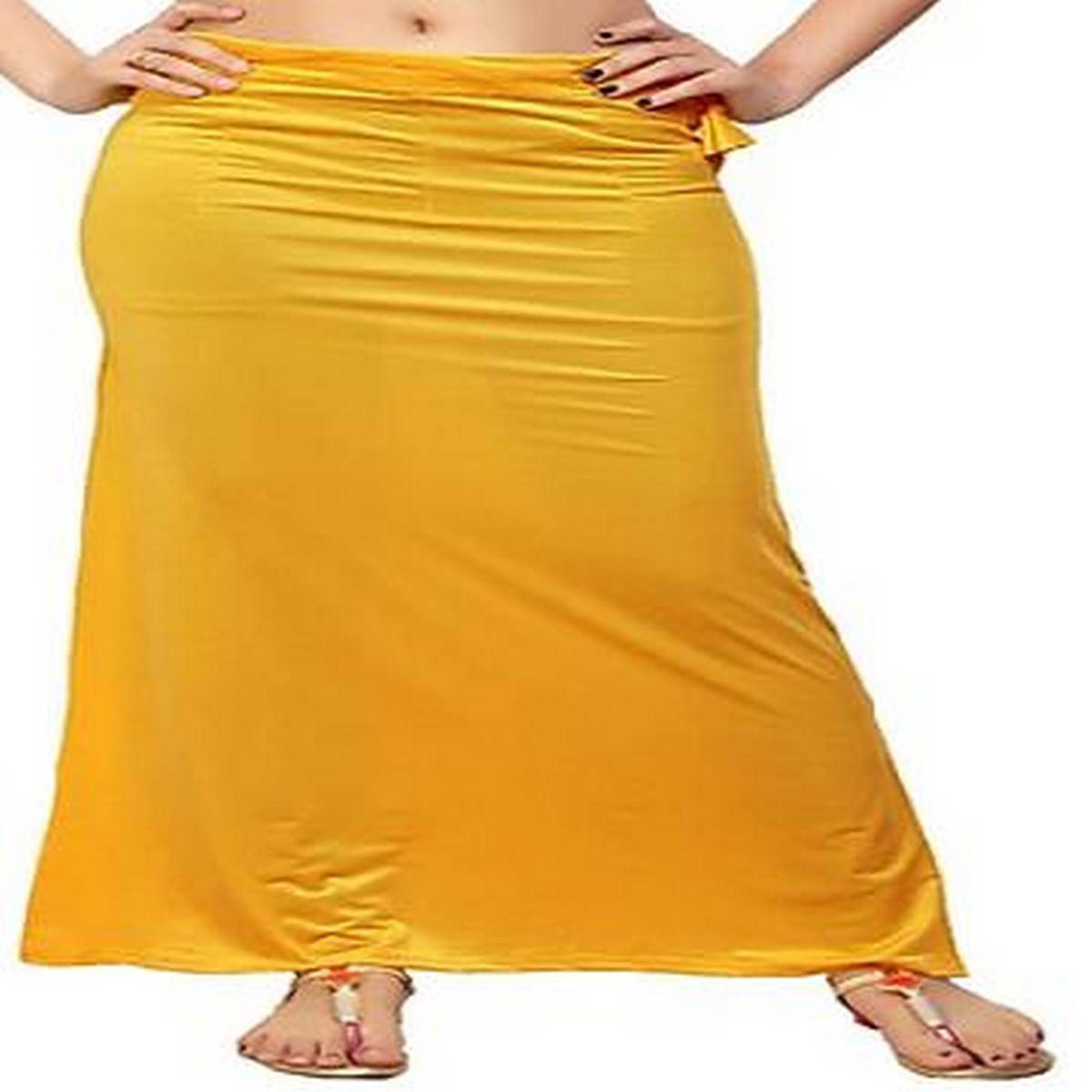 Ocher Satin Silk Saree Petticoat Best Qualityfull Good Stitching For Women