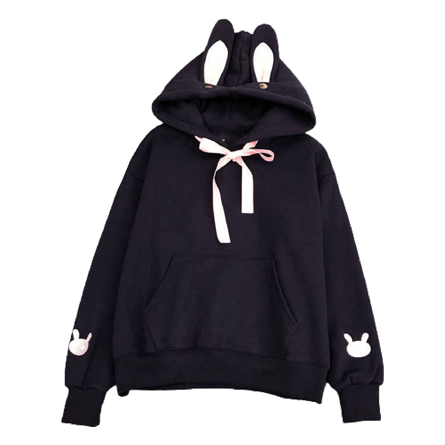 Lady Sweatshirt Thickened Embroidery Bunny Design Pullover Sweatshirt