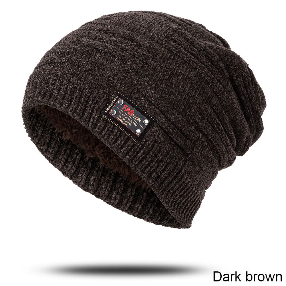 IWINTER Winter Men's Beanie Hat Fashion Letter Plus Velvet Thicken Warm Beanies Soft Caps High Quality