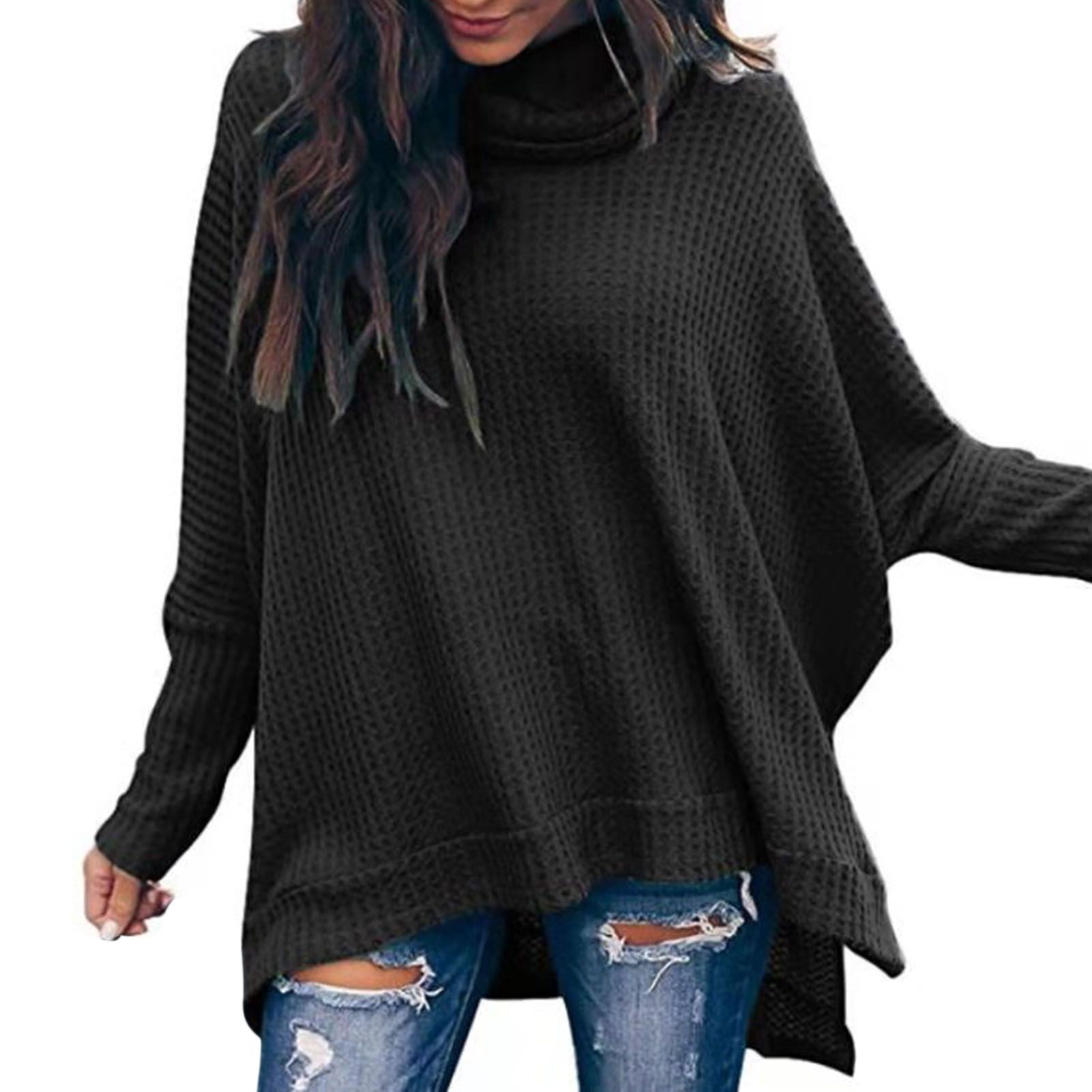 Pullover Blouse Stretchy Side Split Oversized Pullover Blouse