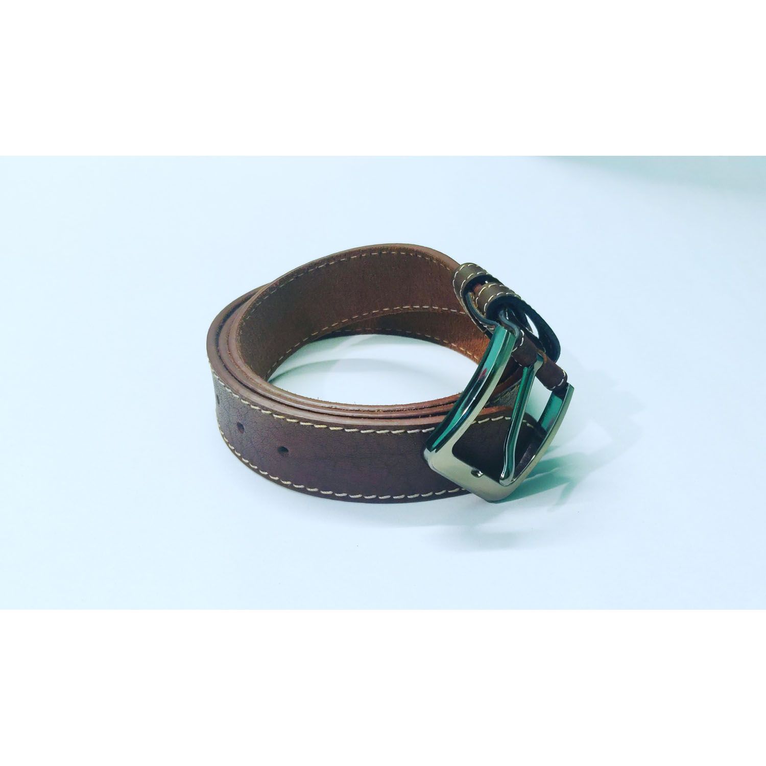 Border Stitched Leather Belt For Man