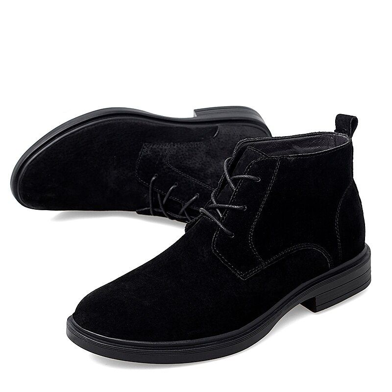 2021 Fashion Yellow Chelsea Boots Men Pointed Comfortable Dress Boots Men Lace Up Warm Men's Suede Shoes Ztos Hombre Casual