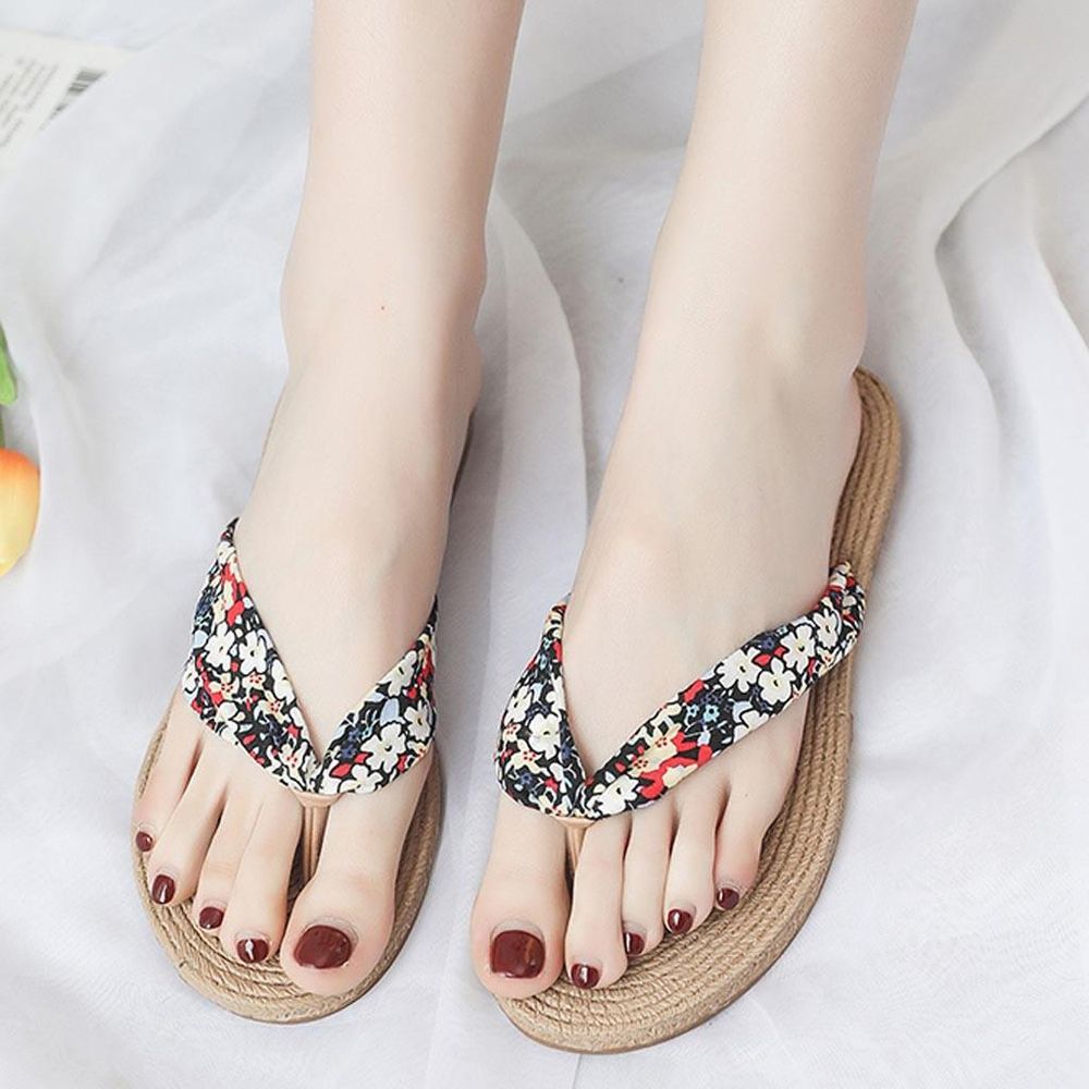 Summer Women's Sweet Print NonSlip Flip Flops Sandals Flat Beach Slippers Shoes