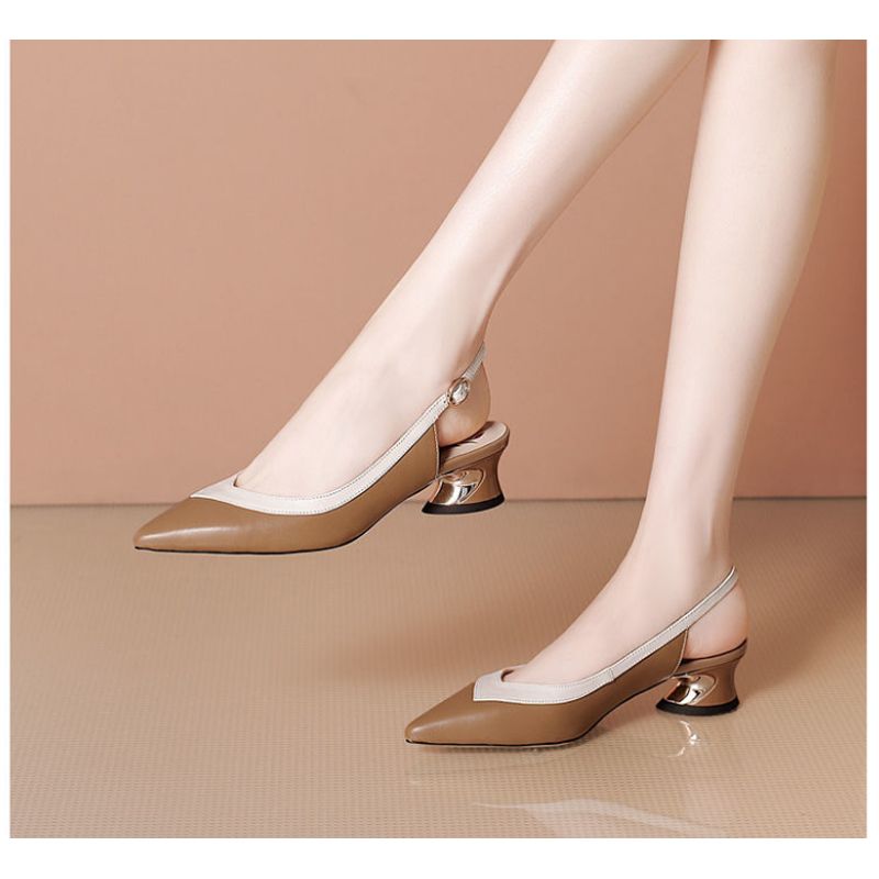 sandals female new summer pointed toe metal sequins word with net red thick heel high heels wild thick heel mid-heel single shoes h6098
