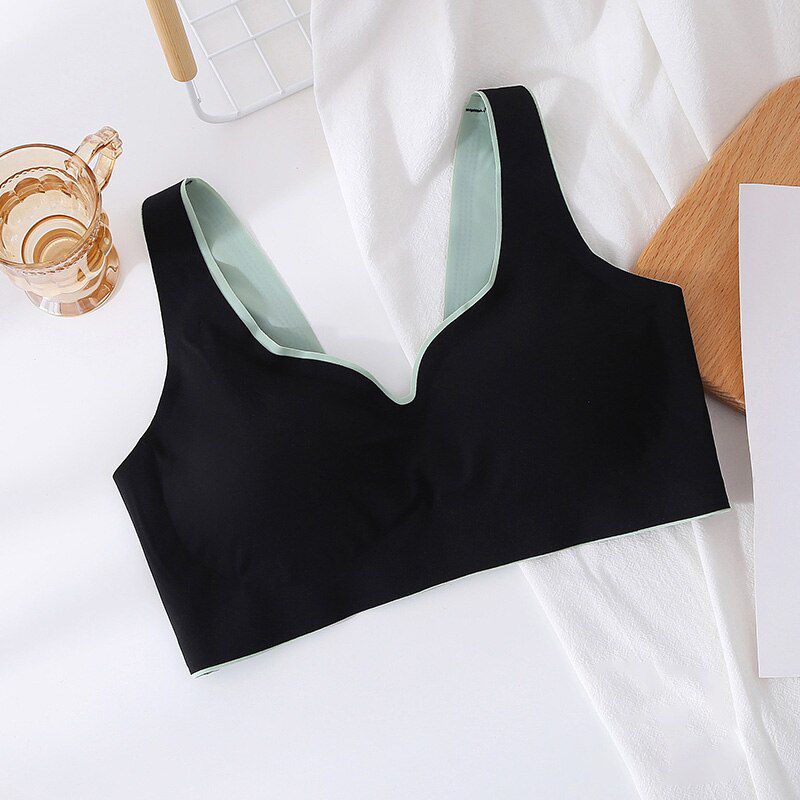 Plus Size Bra M-2XL Seamless Bras for Women Wire Free Solid Color Underwear Non-adjusted Straps With Pad Vest Top Bralette