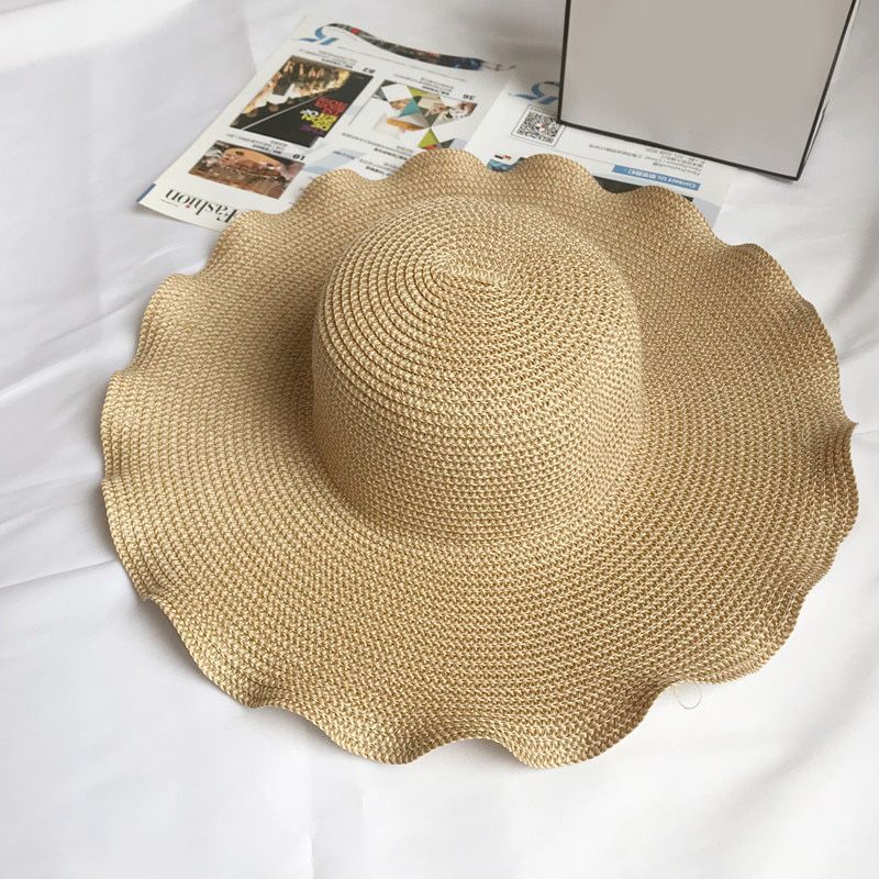 Fashion Summer New Style women hat sun hat Beach Resort Beach Hat Female Outdoor Foldable Visor Wide side wave Straw Hat