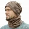 2Pcs/Set Men Winter Knitted Soft Plush Lining Beanie Hat Cap Scarf Neck Warmer