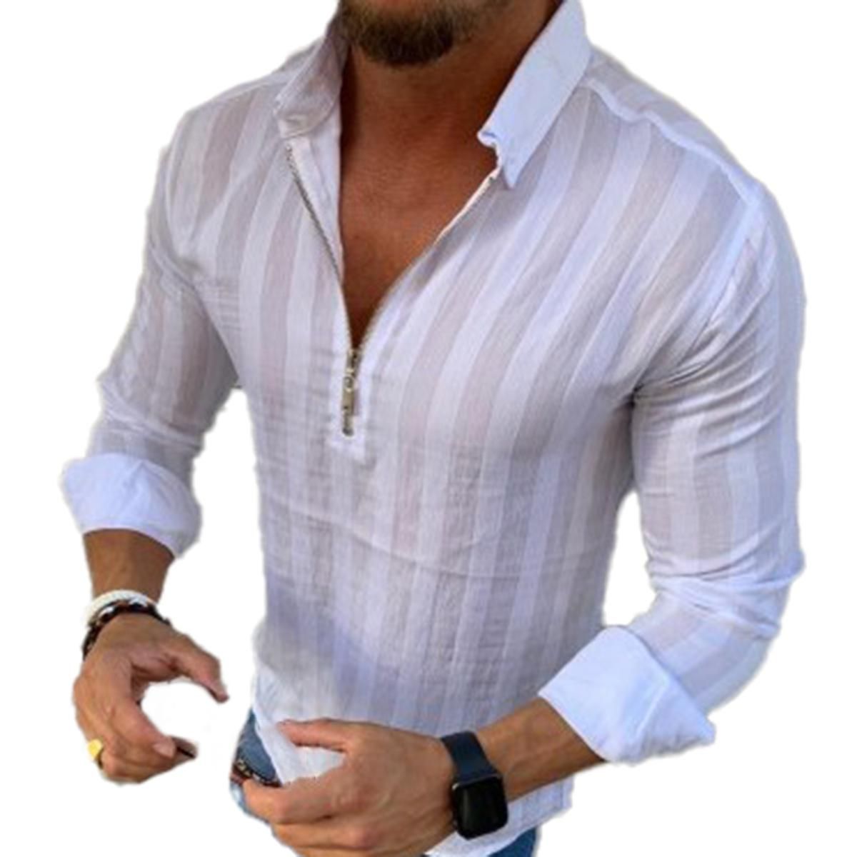 Men Shirt All Match Simple Lapel Shirt