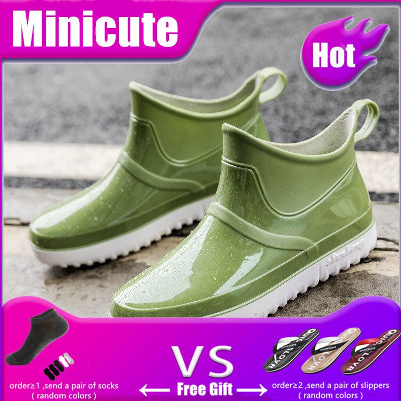 Korean Short Barrel Rain Boots Men's Low-top Non-slip Wear-resistant Car Wash Shoes Waterproof Chef Shoes Fashion Overshoes Waterproof Shoes