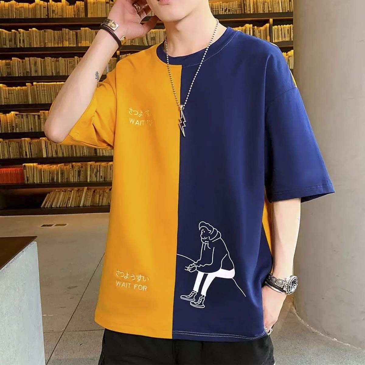 Blue&Yellow  Half Sleeve Men's  T-Shirt By Rhythm Fashion BD Code-RF-522
