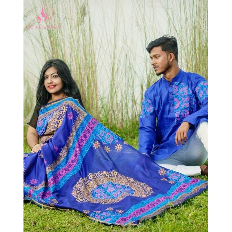 Matching Couple Saree and Panjabi Set