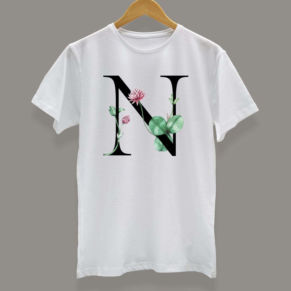 White Synthetic Alphabet T-Shirt A To Z T-Shart For Men - T Shirt For Man - T Sirt