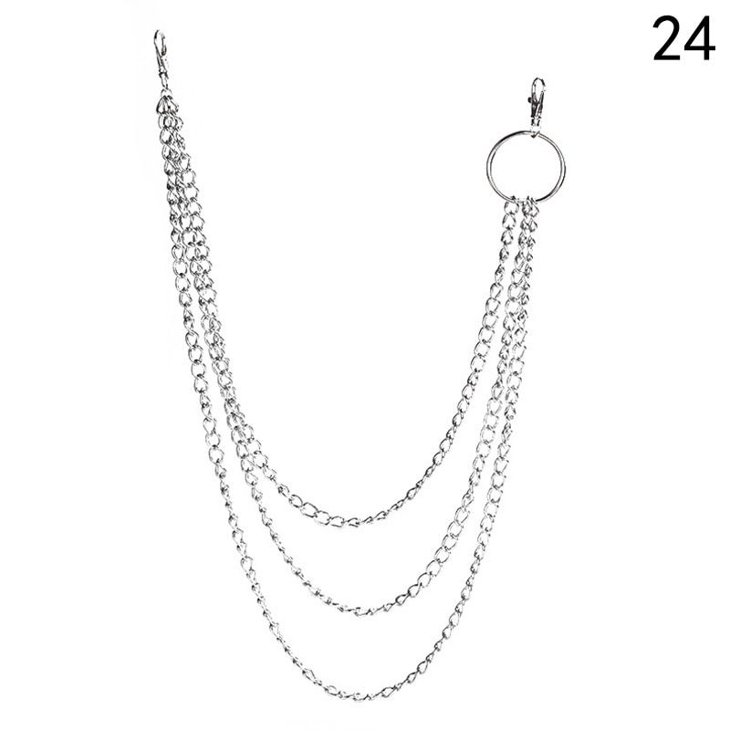 Multilayers Tassel Ring Chain Punk Hip Hop Trousers Pant Jean Keychain Ring Clip Keyring HipHop Jewelry Accessories