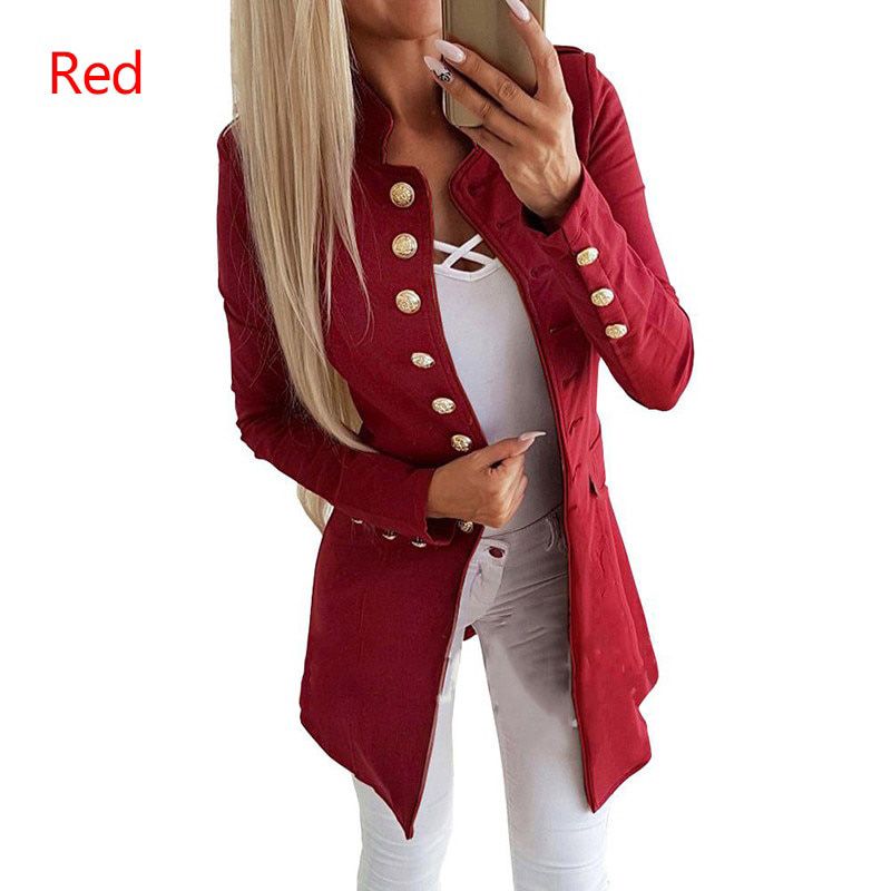 Women's Solid Casual Long Jackets Slim Button Woman Elegant Coats Autumn Winter Long Sleeve Coats Office Ladies Outerwear