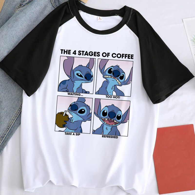 Hot Disney Cartoon Lilo Stitch T Shirt Men Funny Stitch Ohana Graphic Tees Uni Tops Kawaii Anime Harajuku Grunge T-shirt Male
