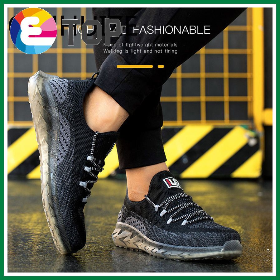 New steel-toed safety shoes men's anti-smashing, anti-puncture and air-permeable work protective shoes flying woven safety boots