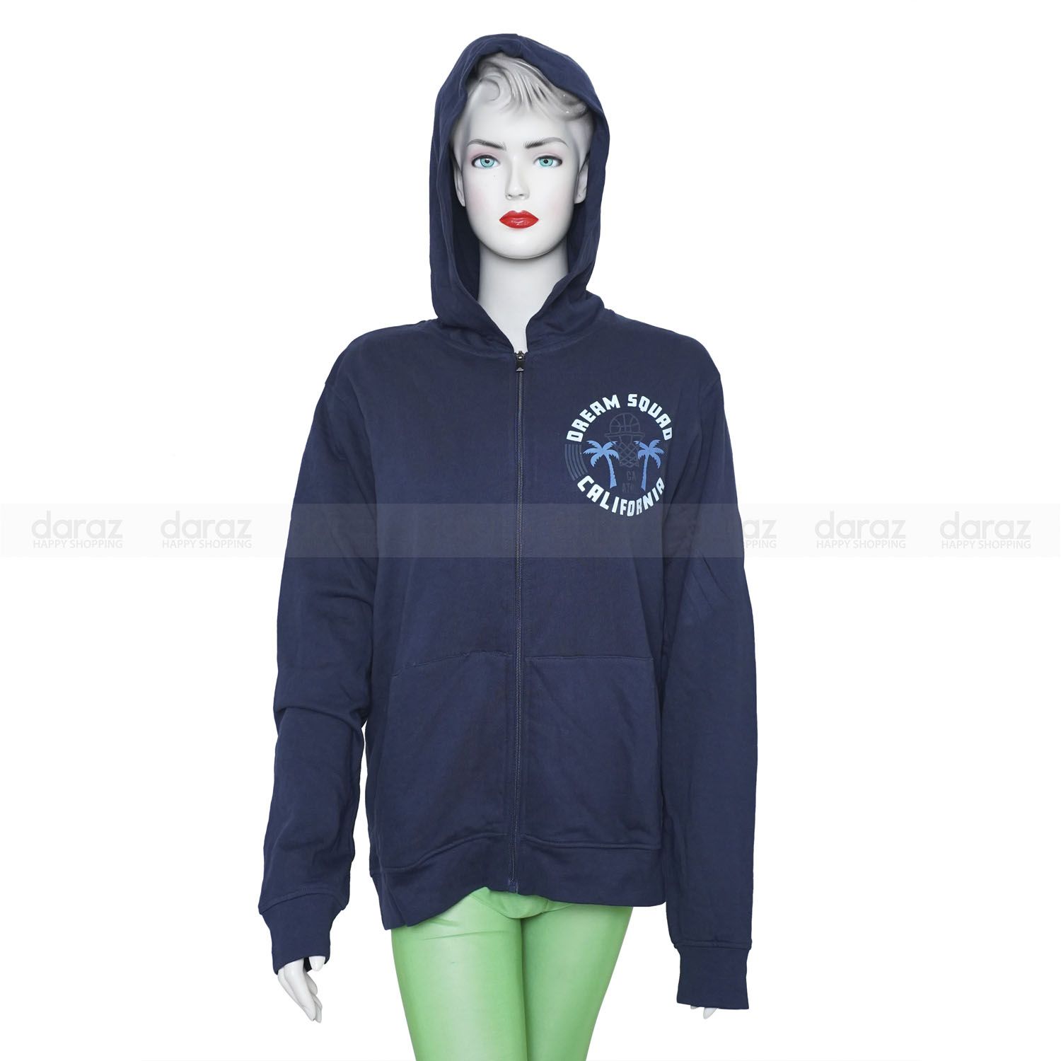 Girls Loose s Warm Hooded Sweatshirt with Fashion Print