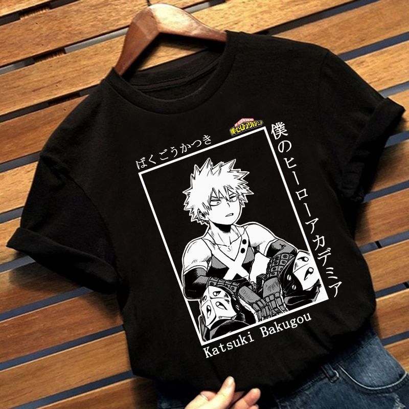 Harajuku Shirt Anime My Boku No Hero Academia Katsuki Bakugou O-neck T-shirt Casual Funny Shirt