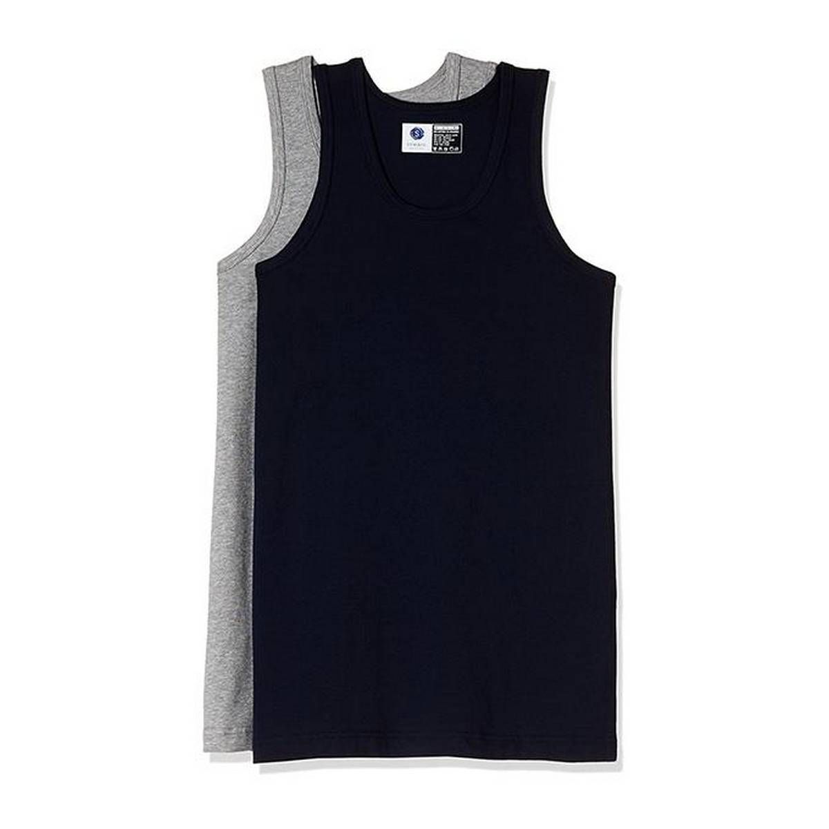 Pack of 2 Black and Gray Cotton Undershirt for Men