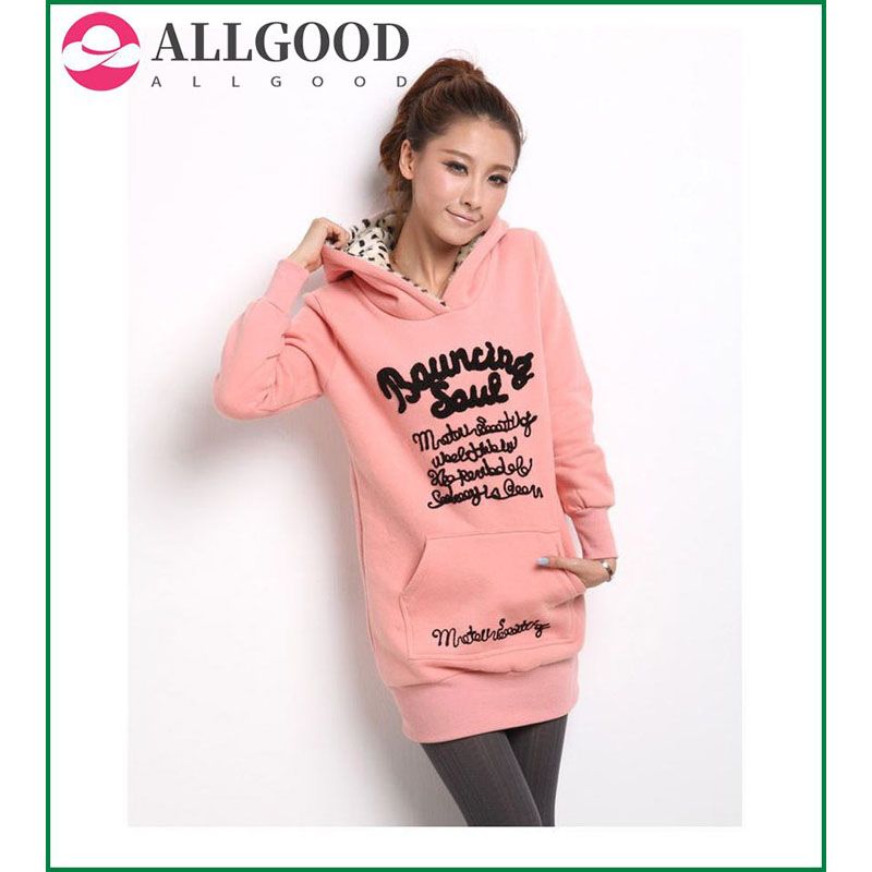 Fashion Spring Pink Hooded Mantle for Women Long Hoodie Dress High Quality Female Autumn Sweatshirt K186 35