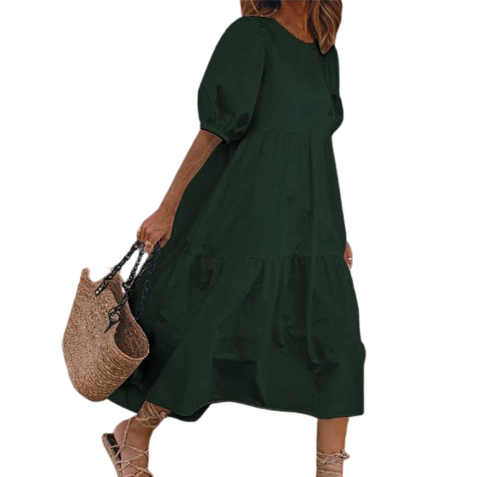 Women Dress Bright Color Anti-deformed Long Dress