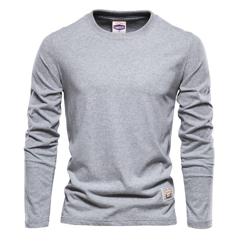 100% Cotton Long Sleeve T shirt For Men Solid Spring Casual Mens T-shirts High Quality Male Tops Classic Clothes Men's T-shirts