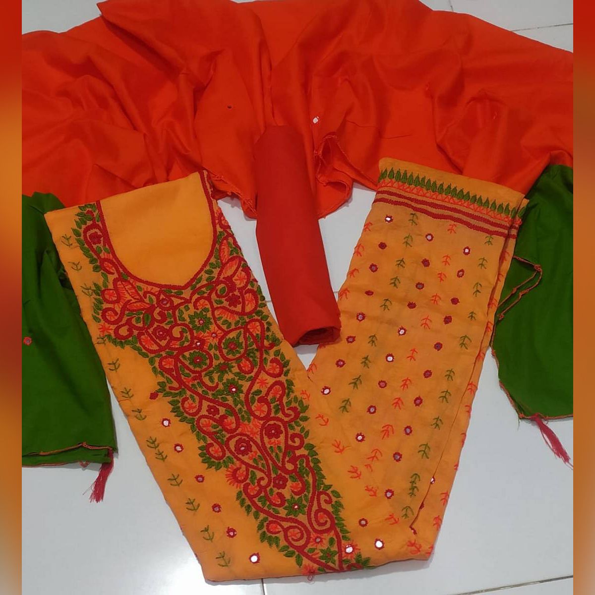 Tarunno Unstitched Hand Work High Quality Cotton Gorgeous Three Piece For Women Collection Salwar Kamiz Party Dresses { 3 Piece } হাতের কাজের থ্রি পিস