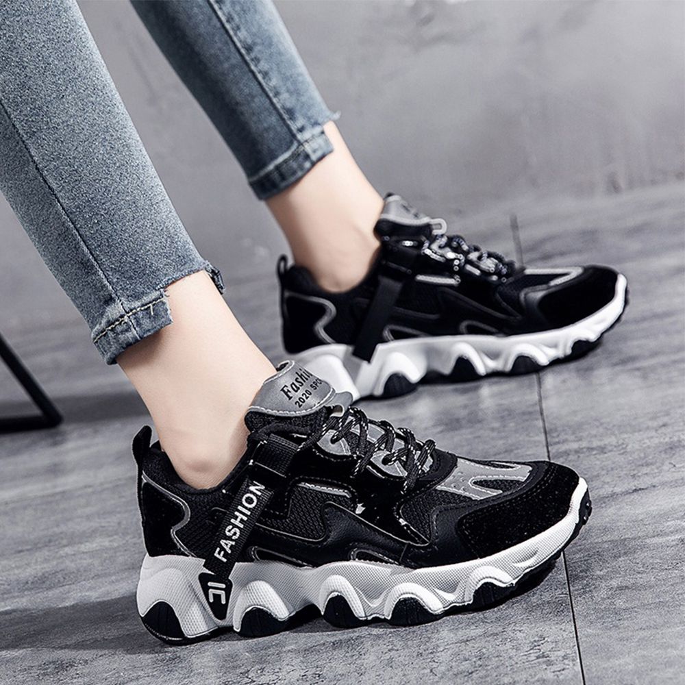 Women Chunky Sneakers Vulcanize Shoes Korean Fashion Female Black White Platform Thick Sole Casual Dad Shoes Woman Sneakers for girls