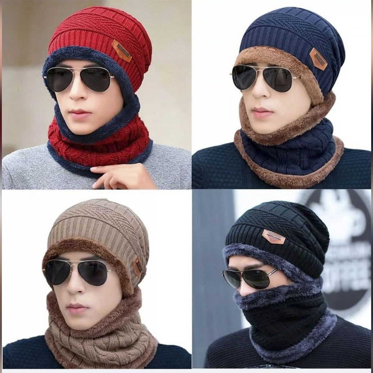 MAKEFGE Winter Hat And Neck Warmer For Men, women Knit Cap Skullies Beanies
