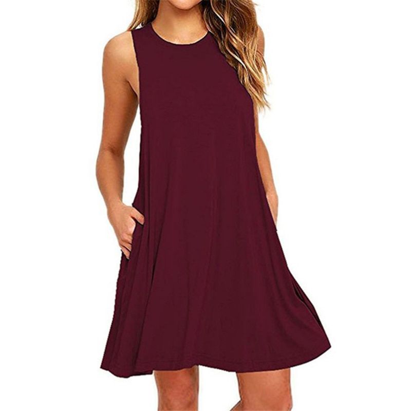 2021 Women\'S Summer Casual Swing T-Shirt Dresses Beach Cover Up With Pockets Plus Size Loose T-Shirt Dress