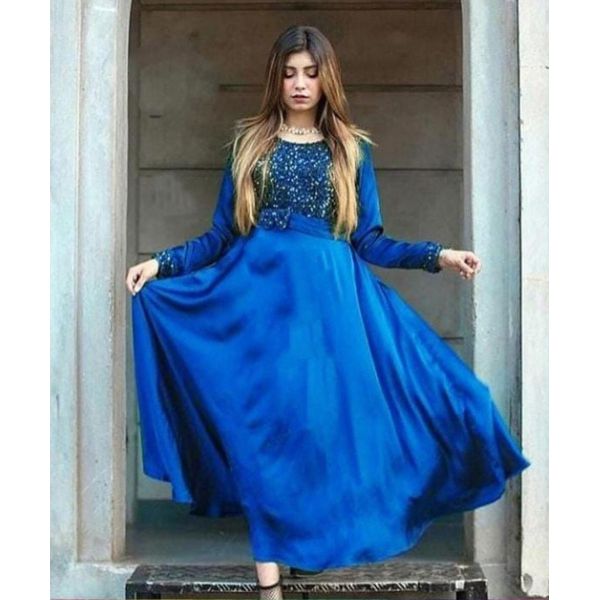 Ready Made Gorgeous High Quality Sequence Work Long Silk Party Gown/kurti/casual for Woman-4