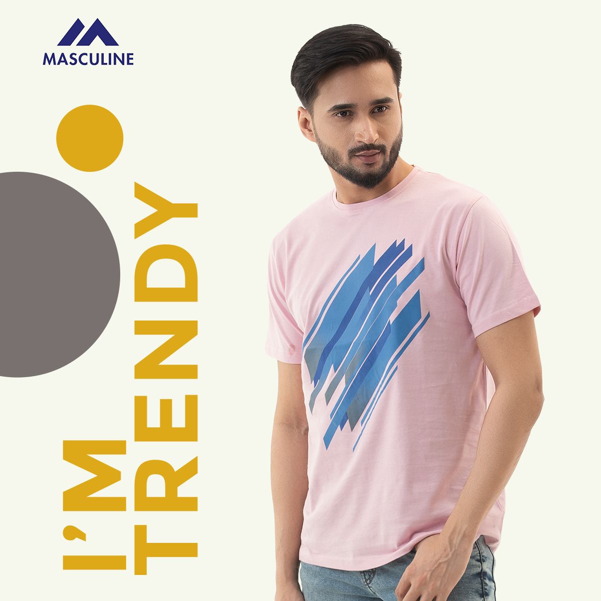 Printed round neck t-shirt- Light Pink - T Shirt For Man - T Shirt For Man