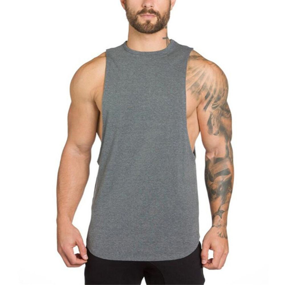 Casual Solid Color Sports Men's Summer Sleeveless Round Neck Vest Tank Top