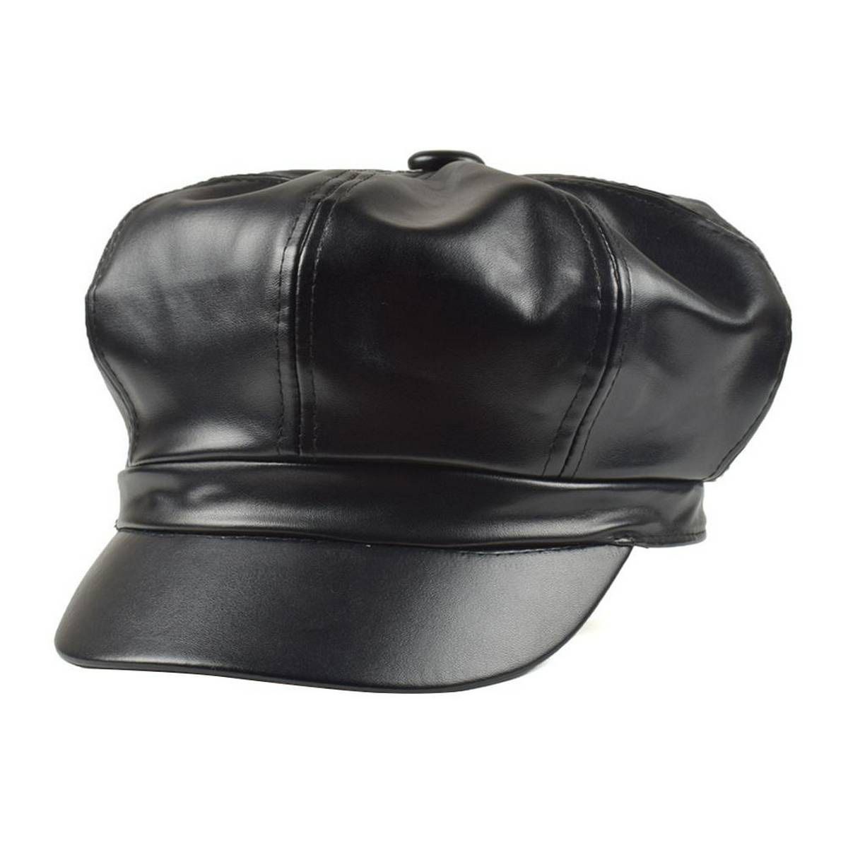 Women Faux Leather Outdoor Beret Painter Flat Hat Peaked Cap