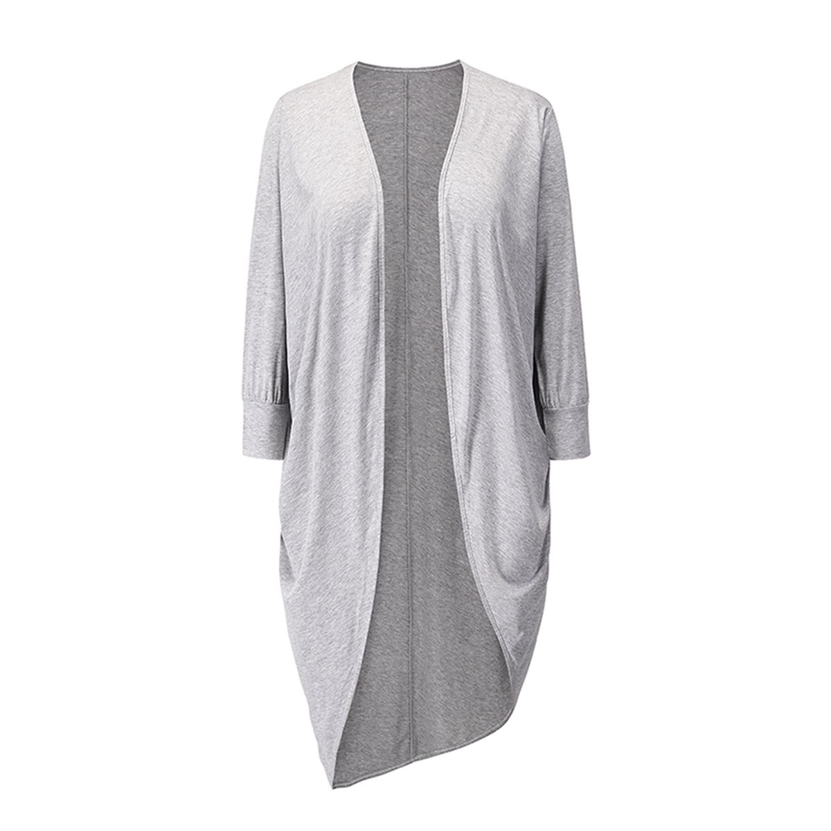 Women Solid Color Kimono Cardigan, 3/4 Sleeve Loose Casual Asymmetric Long Cover Up Shawls