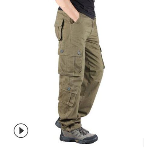 Pants  Male  Jogger Plus Size Cotton Trousers Many cket Zip  Style  Black Men's Cargo Pants