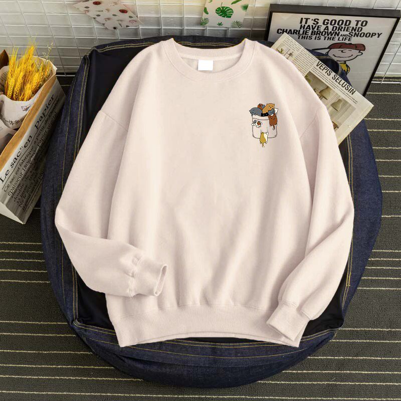 Cartoon   Full ckets Sweatshirts Men Warm Pullovers Men Autumn Fashion Hoodie Sweatshirt Loose Harajuku Streetwear