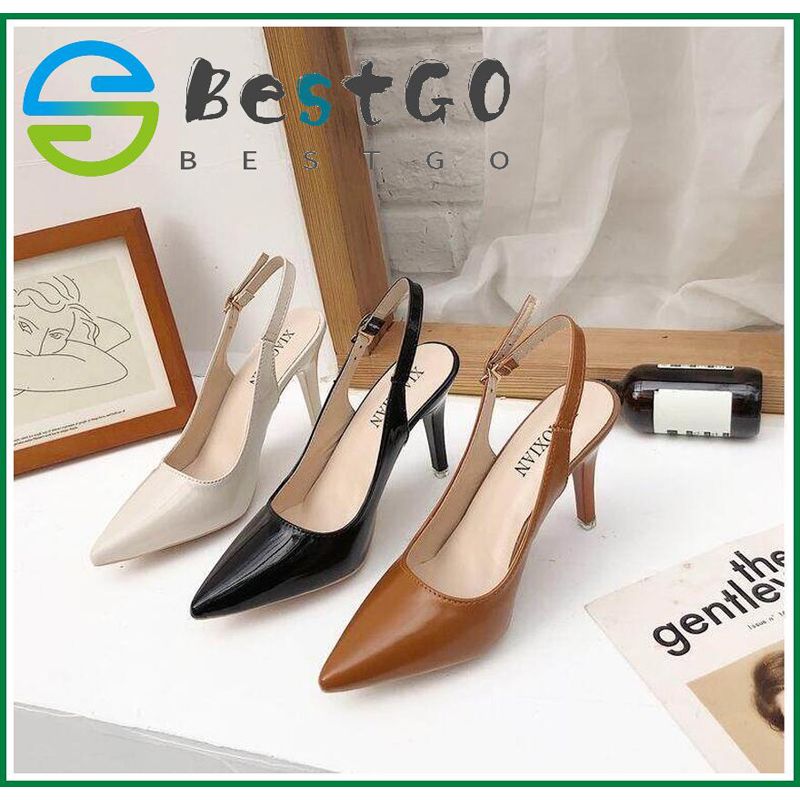 Fashion High Heel Shoes High Heels for Women Pumps Shoes Women High Heels Ankle Strap Leather Shoes Pumps Pointed Sandals for Women Murah Korean Sandals Shoes