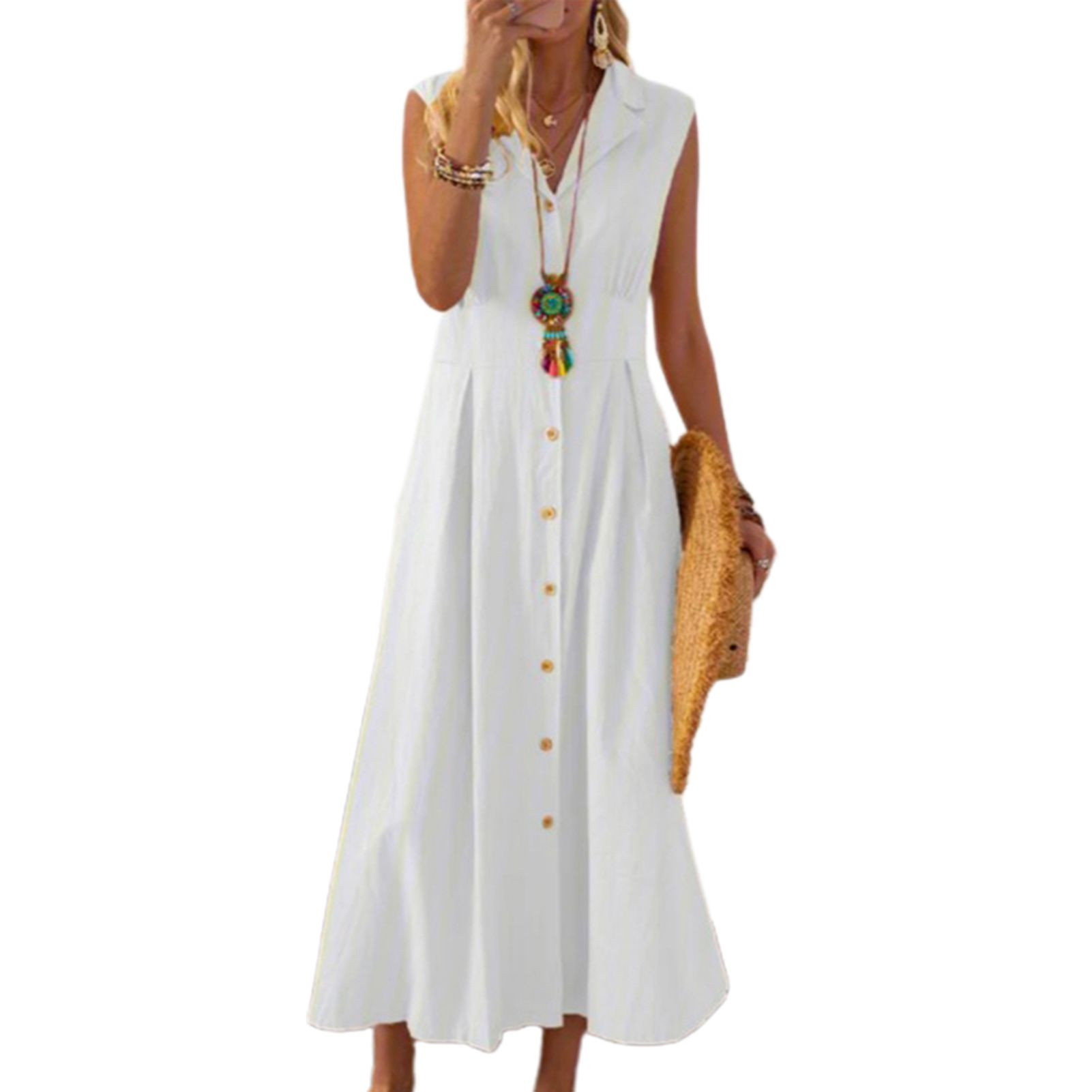 Lady Dress Sleeveless Plus Size Lady Dress