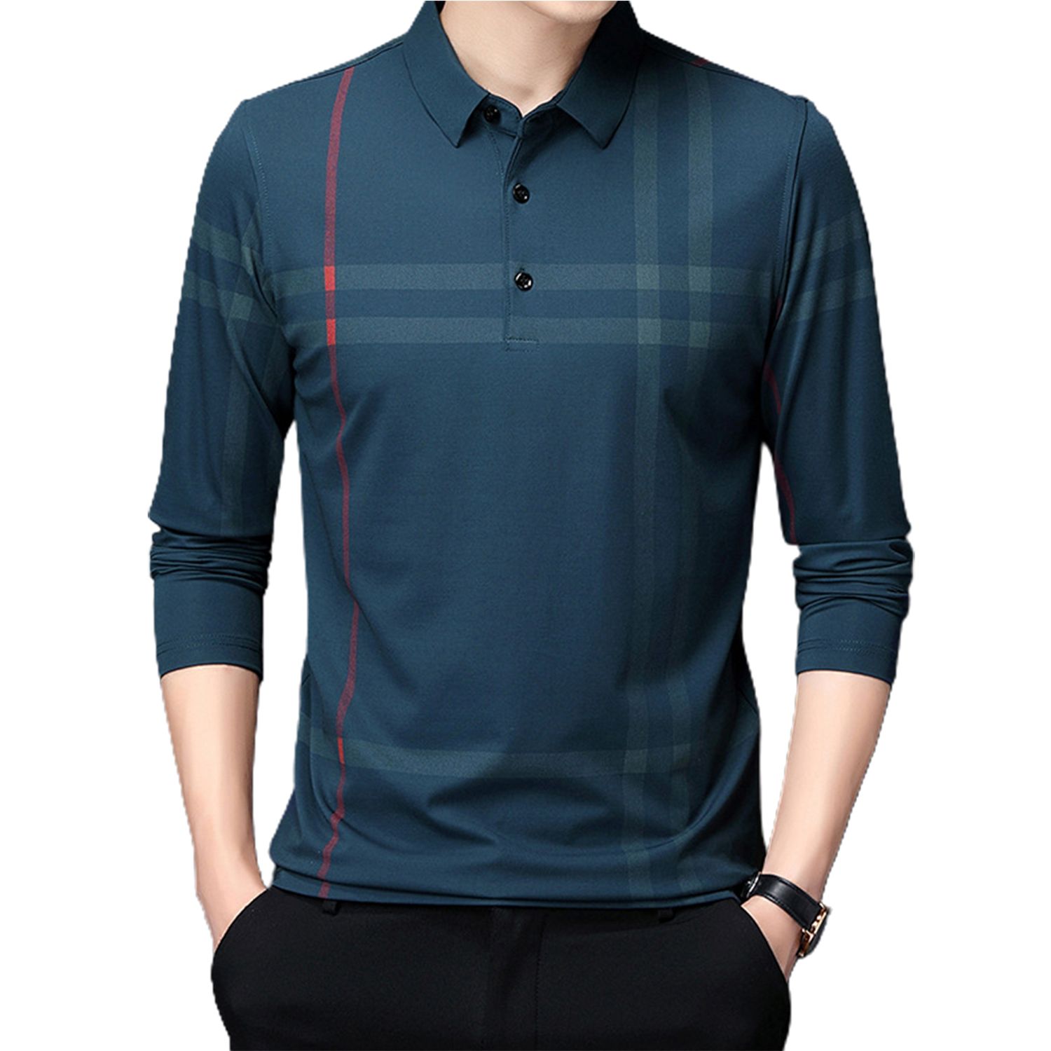 Spring T-shirt Turn-down Collar Wear-resistant Spring Shirt