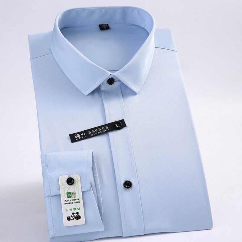 Fashion Mens Dress Shirt Long Sleeve Office Slim Fit Social Business Non Iron Soft Faric Formal Male Blouse