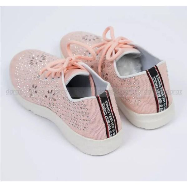 Sneaker Shoes Slip-Ons & Loafers for Woman Pink Cotton Fabrics