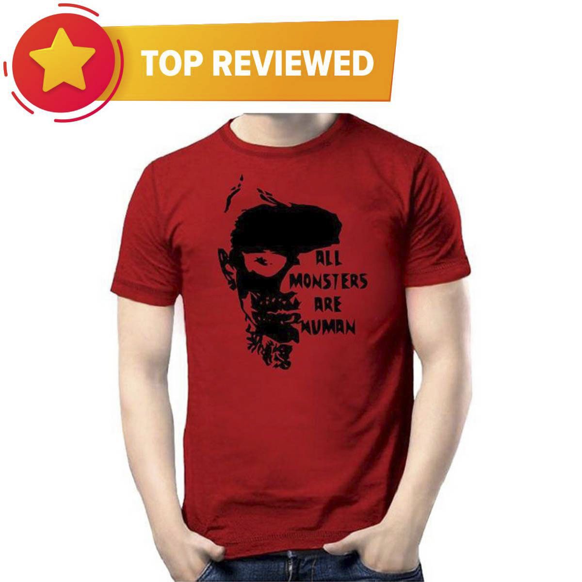 Red Cotton Monstar T-shirt for Men - T-Shirt For Men
