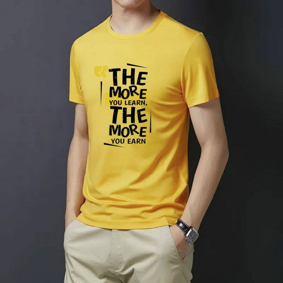 Floral Alphabet Letters White Color T-Shirt for Men ELBAS BD