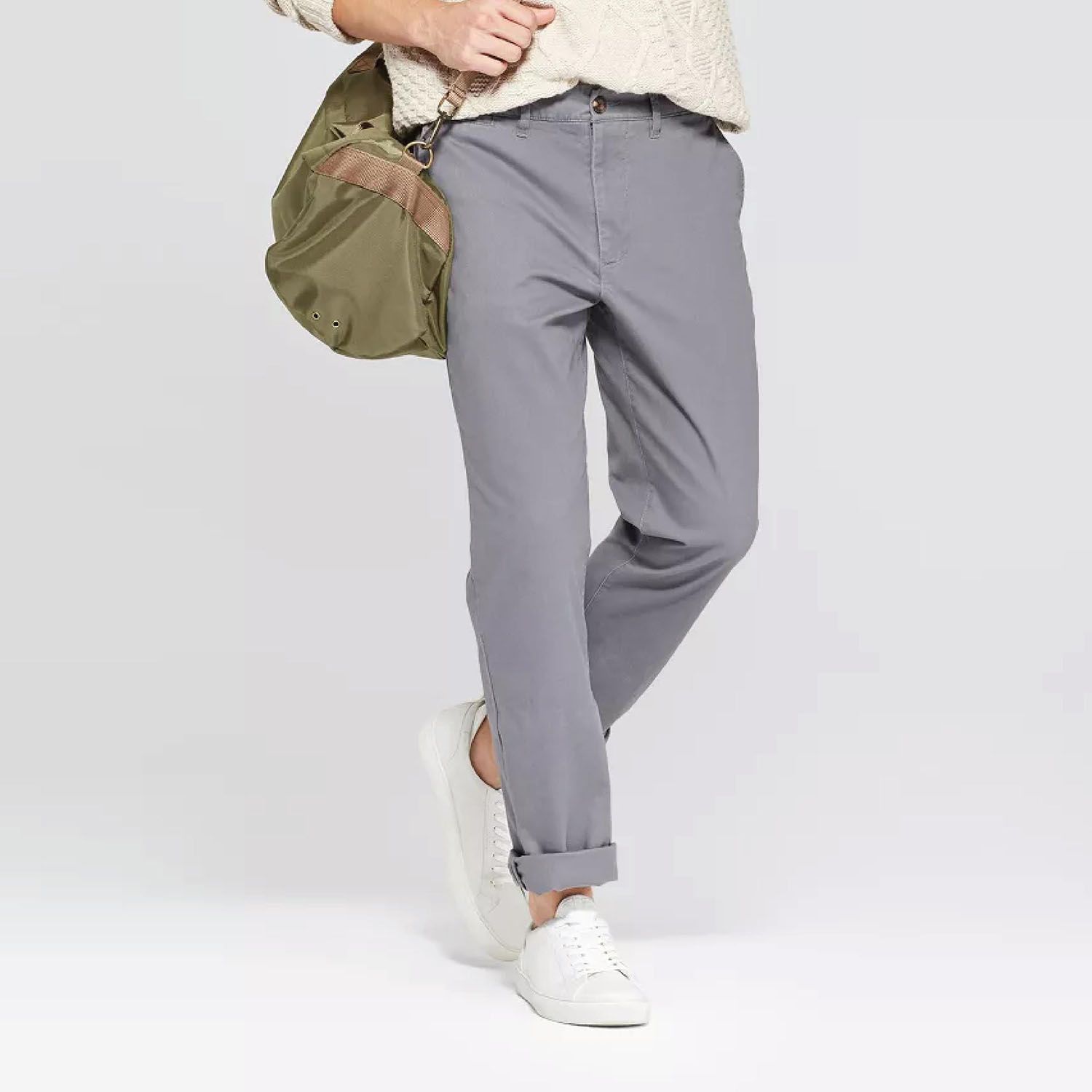 Slim-Fit Chino Gabardine Pants - Grey