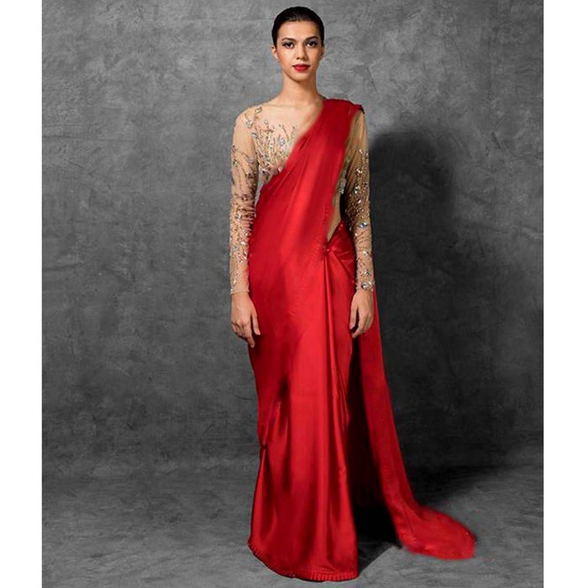 Japani Silk Saree for Women- Red