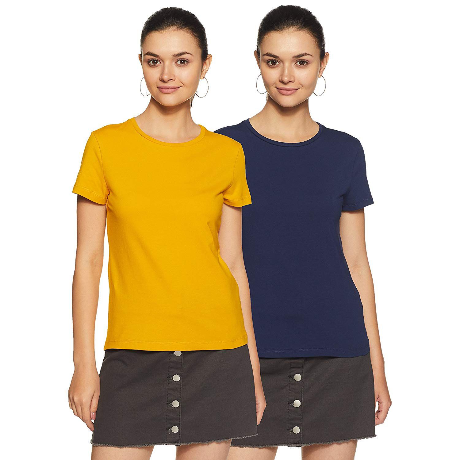 Pack of 2 Stylish Cotton Round Neck T-shirt For Women