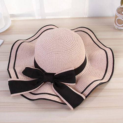 PLOERMIN Beach Sunscreen Summer Straw Hat Folding Beach Hat Female Big Cap Sunhat Beach Vacation Travel Sun Hat