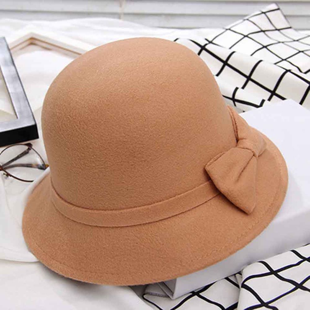 Parent-child Winter Women Solid Wool Felt ClocHats Kids Fedoras Vintage Bucket Hats Warm Bowler Hats For Mom& Baby