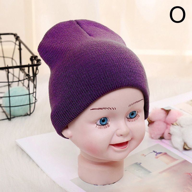 Solid Color Children's Cap Cotton Knitted Baby Hat Beanie Winter Warm Baby Cap Spring Autumn Casual Soft Kids Cap